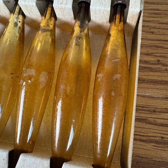 Vintage Glass Christmas Tree Ornaments Amber Teardrop Icicle Set of 12 Japan - Picture 4 of 11